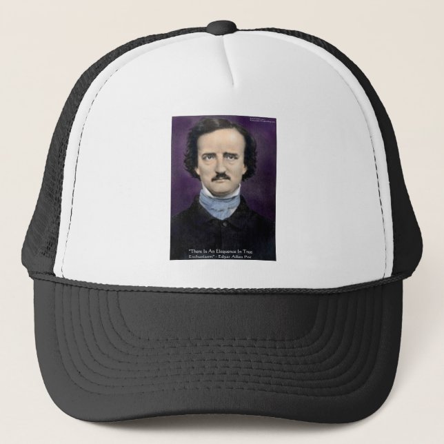 Gorra De Camionero Edgar Allen Poe "Entusiasmo" Wisdom Cita Regalos (Anverso)