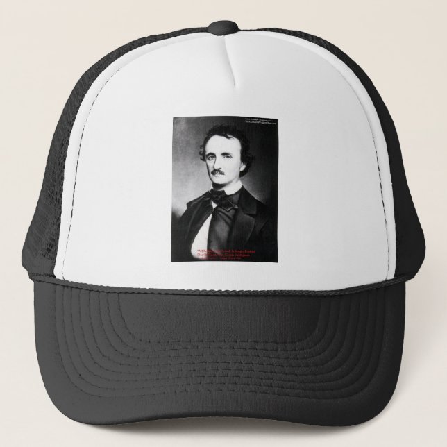 Gorra De Camionero Edgar Allen Poe "Religión es" Wisdom Cita Regalos (Anverso)