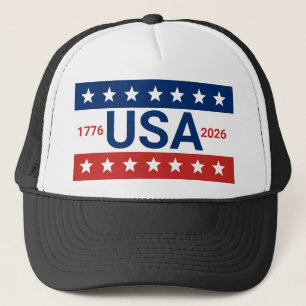 Gorra De Camionero EE. UU. 1776-2026 250º Aniversario Rojo Blanco Azu