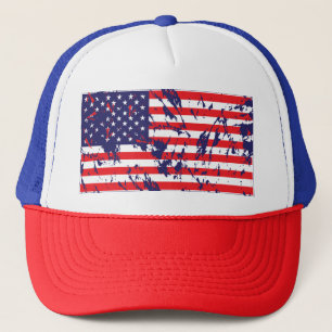 Gorra De Camionero EE.UU. - Bandera estadounidense en un patrón angus