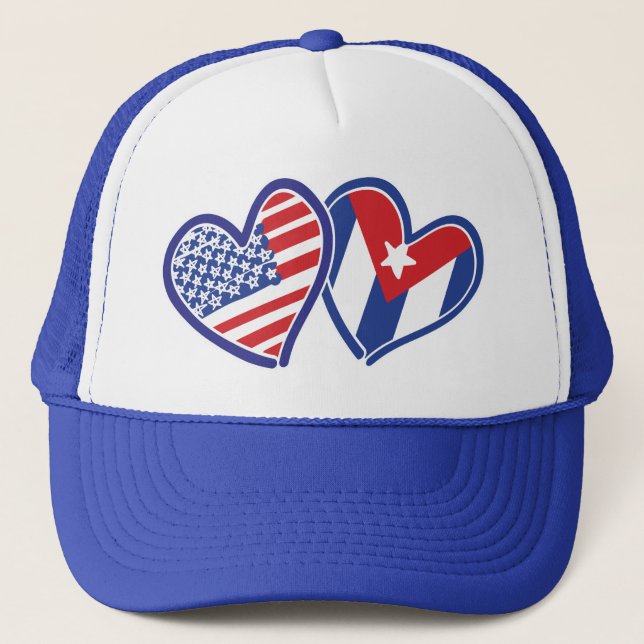 Gorra De Camionero EE.UU. Cuba Love Hearts (Anverso)