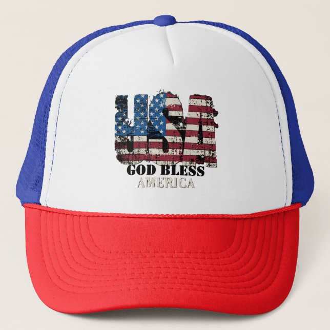 Gorra De Camionero EE. UU. Dios bendiga a América  (Anverso)