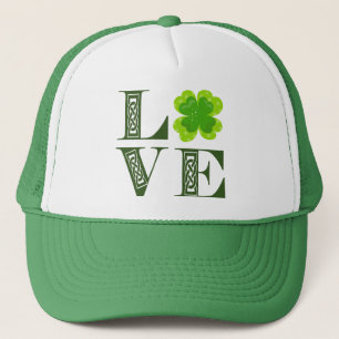 Gorra De Camionero El amante verde irlandés Shamrock Celtic Knot LOVE