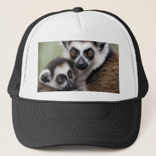 Gorra De Camionero **"El amor de una madre: Mami y bebé Lemur Cudling