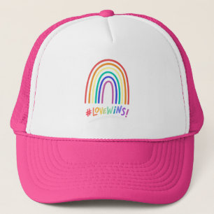 Gorra De Camionero El amor gana un divertido texto arcoiris