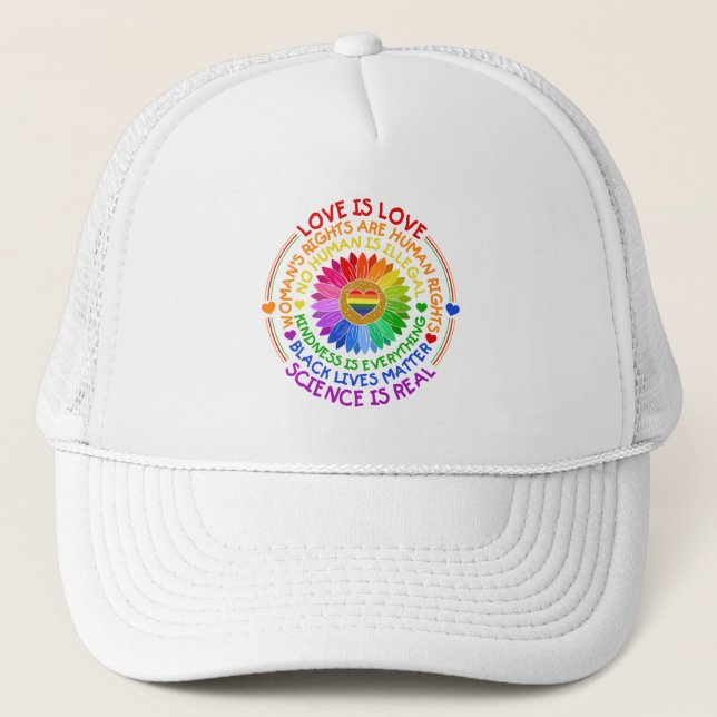 Gorra De Camionero El arcoiris florido tiene una postura política y s (Anverso)