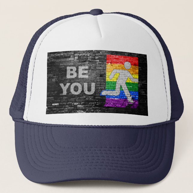 Gorra De Camionero El artístico de SlipperyJoe, "Sé tú un orgullo gay (Anverso)