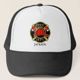 Gorra De Camionero El blanco de los bomberos rojo y negro
