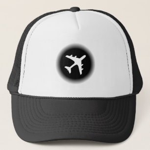 Gorra De Camionero El blanco negro se descolora diseño del aeroplano