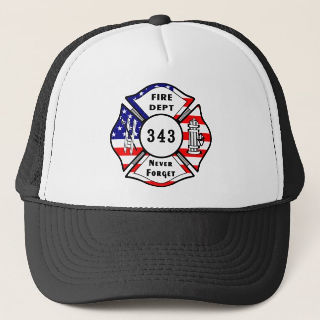 Gorra De Camionero El bombero 9/11 nunca olvida 343 (Anverso)