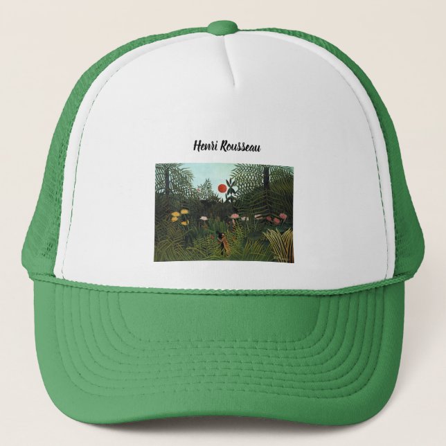 Gorra De Camionero El bosque virgen de Henri Rousseau con el verde at (Anverso)