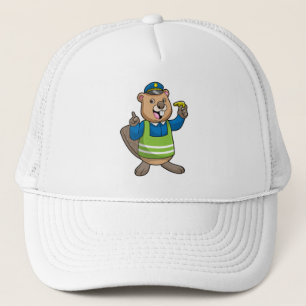 Gorra De Camionero El castor como oficial de policía con silbato