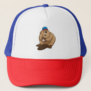 Gorra De Camionero El castor en el béisbol con el béisbol