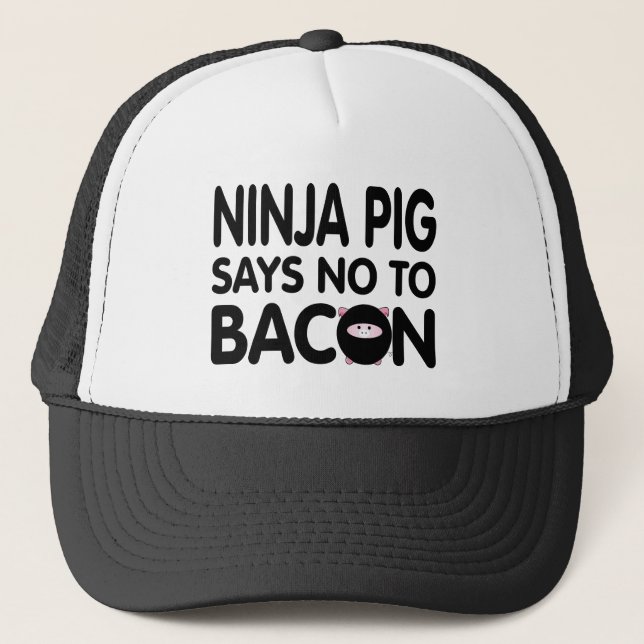Gorra De Camionero El cerdo divertido de Ninja dice no al tocino (Anverso)