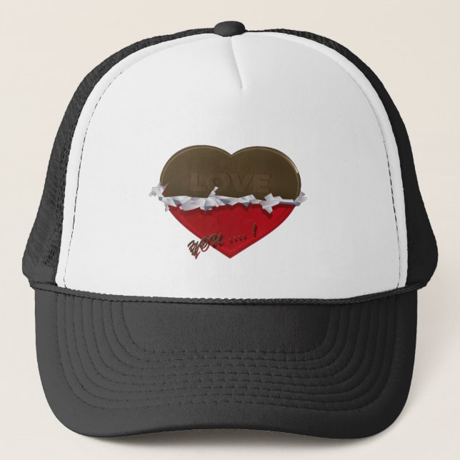 Gorra De Camionero el corazón de chocolate desenvuelto te ama (Anverso)