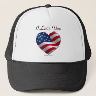 Gorra De Camionero El corazón de la bandera de Estados Unidos te amo