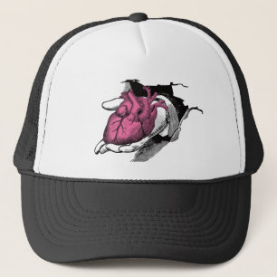 Gorra De Camionero El Corazón Vintage A Mano A Través De La Grieta