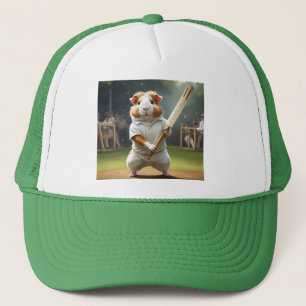 Gorra De Camionero El criquetista de cerdo guineano: vestido de blanc