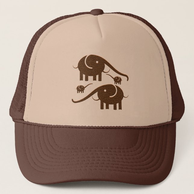 Gorra De Camionero El cuero marrón parece Ilustracion elefante (Anverso)