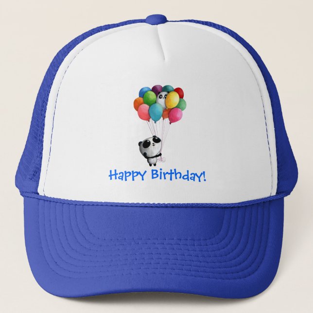 Gorra De Camionero El cumpleaños hincha el oso de panda (Anverso)