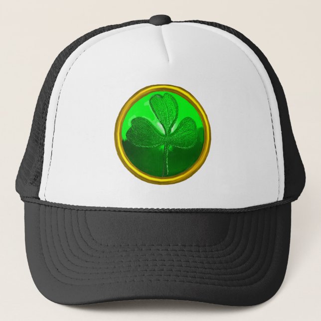 GORRA DE CAMIONERO EL DÍA DE SAN PATRICK: GREEN SHAMROCK GEMSTONE JEW (Anverso)
