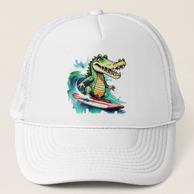 Gorra De Camionero El divertido surfing de cocodrilos (Anverso)