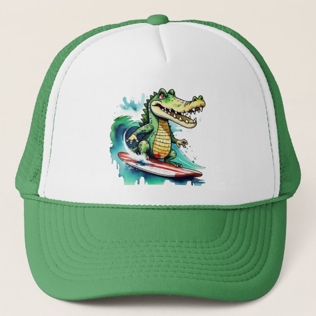 Gorra De Camionero El divertido surfing de cocodrilos (Anverso)