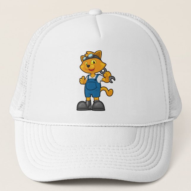 Gorra De Camionero El gato como mecánico con el español (Anverso)