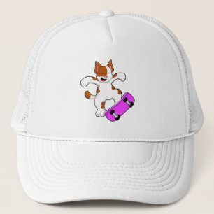 Gorra De Camionero El gato como patinador con patineta