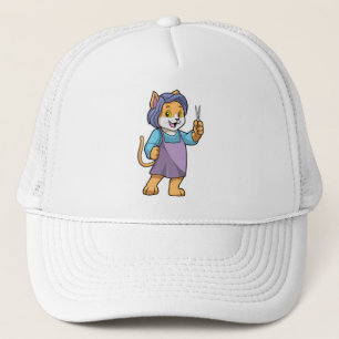 Gorra De Camionero El gato como peluquero con tijeras