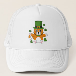 Gorra De Camionero El gato del día de San Patricio con el Personaliza