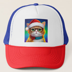 Gorra De Camionero El gato navidad como Santa Claus