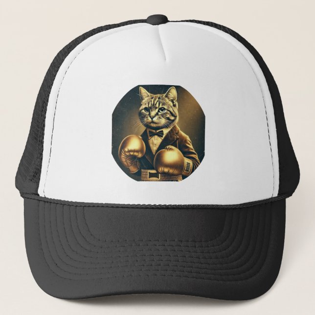 Gorra De Camionero El gran gato con guantes de boxeo (Anverso)