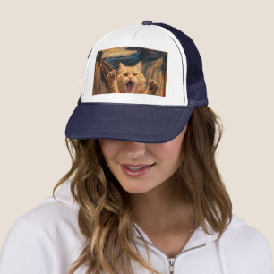 Gorra De Camionero El Grito Arte de Parodia de Gato                  