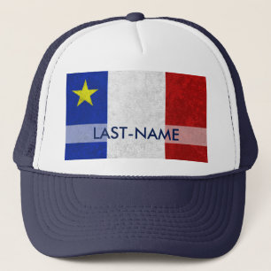Gorra De Camionero El Grunge apenado apellido acadiense de la bandera