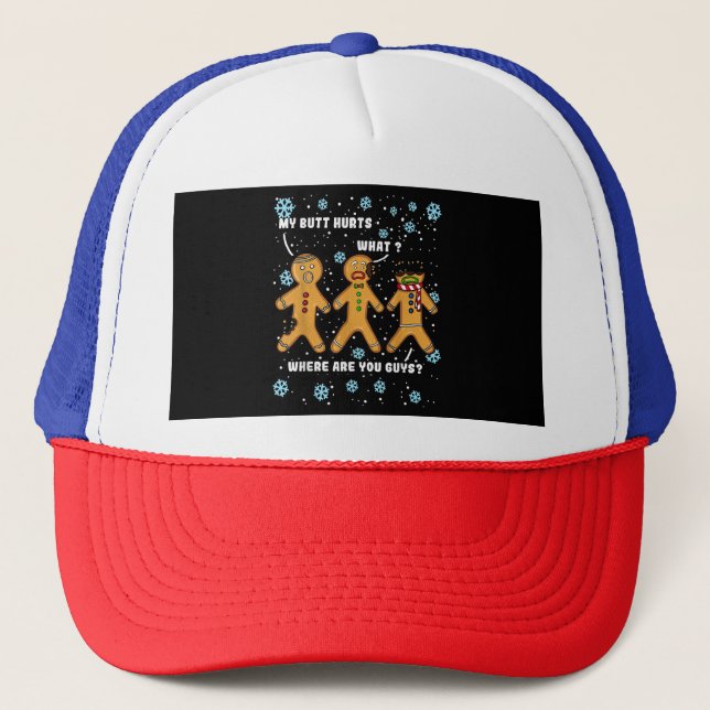 Gorra De Camionero El hombre de pan de jengibre cocinar mi culo duele (Anverso)