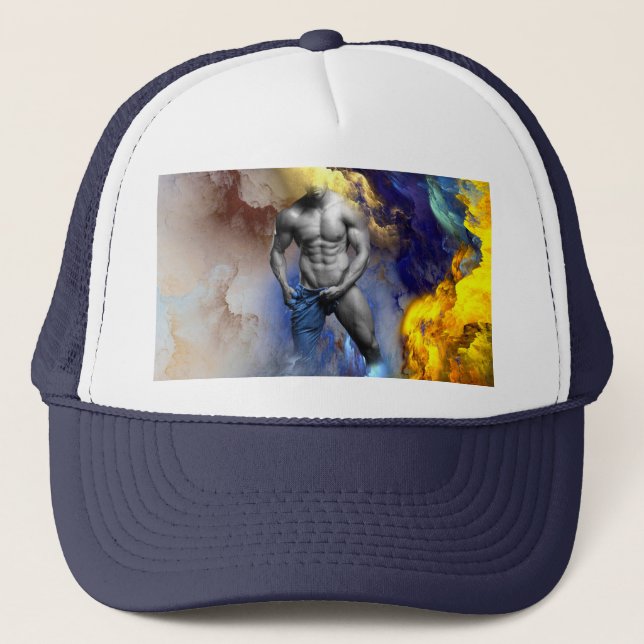 Gorra De Camionero El hombre musculoso de SlipperyJoe camisón vapor (Anverso)