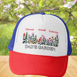 Gorra De Camionero El jardín de papá personalizó el nombre de los niñ