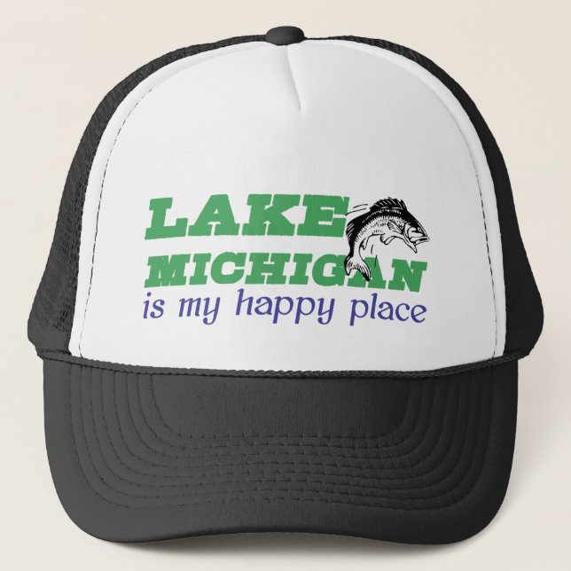 Gorra De Camionero El lago Michigan es mi lugar feliz (Anverso)