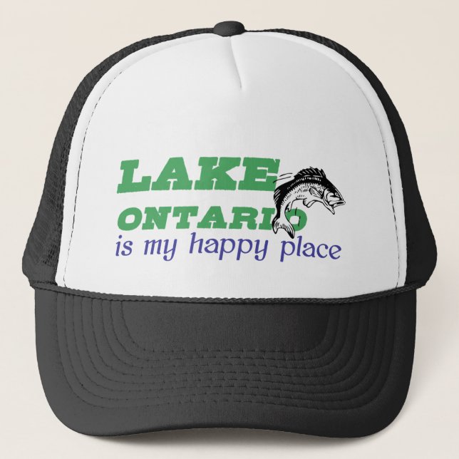 Gorra De Camionero El lago Ontario es mi lugar feliz (Anverso)