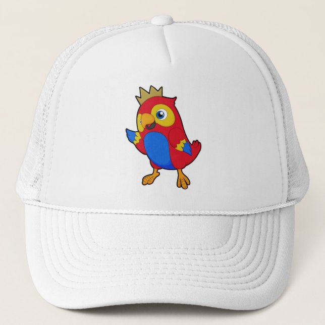 Gorra De Camionero El loro como rey con corona (Anverso)