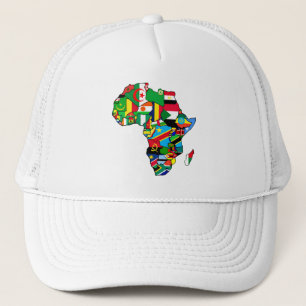 Gorra De Camionero El mapa africano de las banderas de África dentro