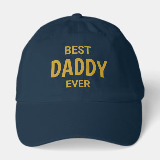 Gorra De Camionero El mejor papá del mundo clásico azul marino y dora
