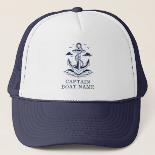 Gorra De Camionero El nombre de su barco Náutico Azul blanco Ancla Ca