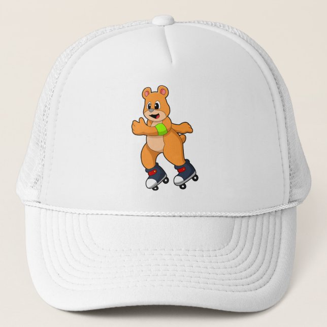 Gorra De Camionero El oso como patinador con patines en línea (Anverso)