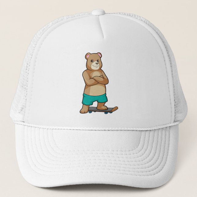 Gorra De Camionero El oso como patinador con patineta (Anverso)