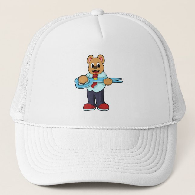 Gorra De Camionero El oso como peluquero con tijeras (Anverso)