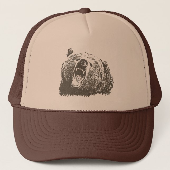 Gorra De Camionero El oso grizzly salvaje rugido (Anverso)