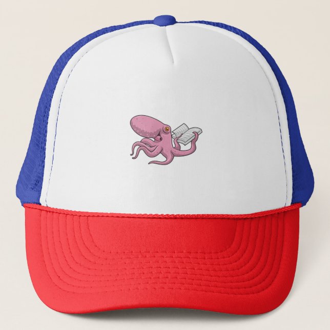 Gorra De Camionero El pulpo como nervioso con el libro (Anverso)