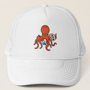 Gorra De Camionero El pulpo como pintor con pintura y pincel